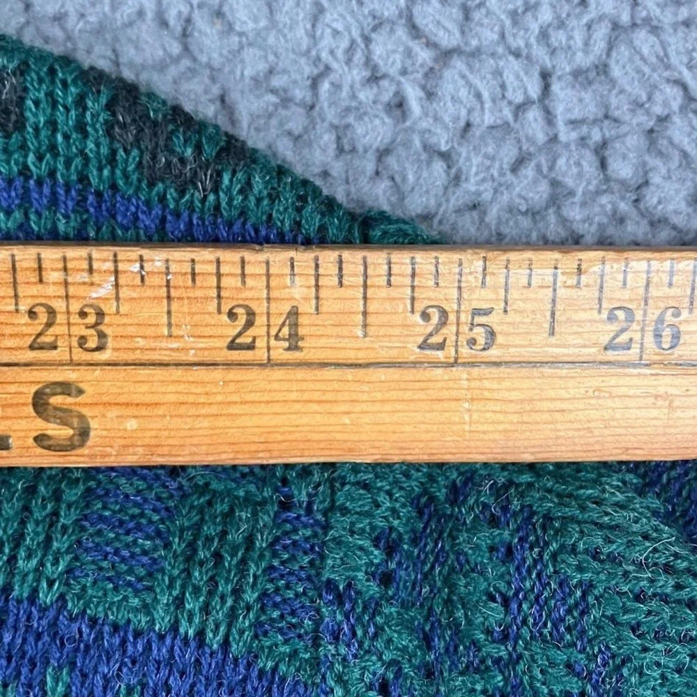 Claybrooke Vintage Mens Green‎ Geometric Fair Isle Crewneck Sweater Size L Wool